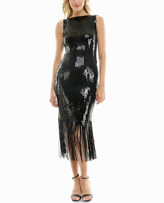 Nicole Miller - Scarlett Sequin Fringed Sheath Dress
