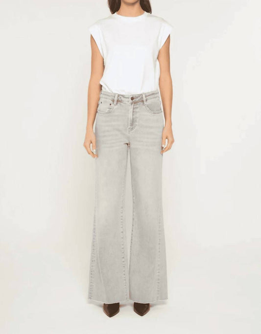 Mica Denim - Super High Wide Leg With Raw Hem Pants
