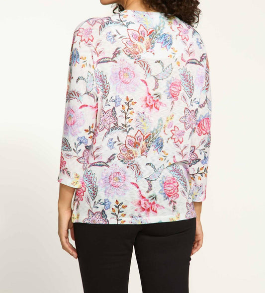 Fdj - Floral Print Loose Fit Dolman Top