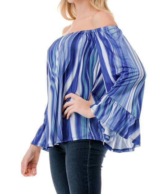 Vava - CORDELLA OFF SHOULDER TOP IN BLUE WATER COLOR