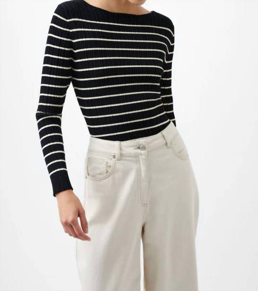 French Connection - Stripe Crinkle Knit Top