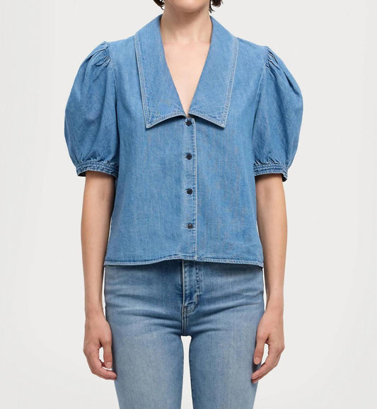 Frame - Sailor Denim Short Sleeve Blouse