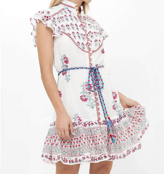 Oliphant - Flirty High Neck Button Mini Dress