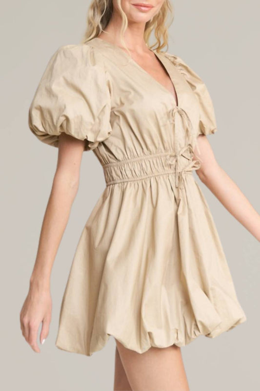 In The Beginning - bubble hem tie front mini dress