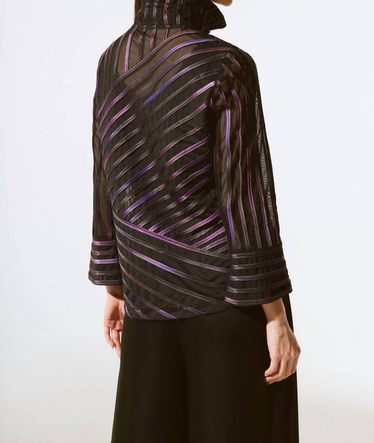 Joseph Ribkoff - Striped High-neck Jacket