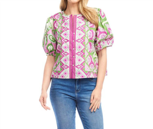 Karen Kane - Puff Sleeve Button-front Shirt