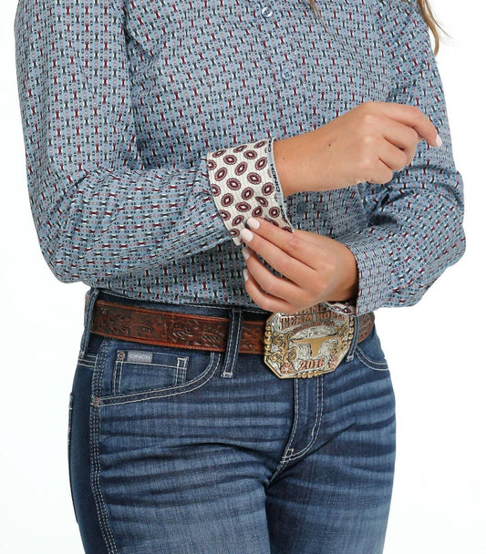 Cinch - Women's Geo Button Long Sleeve Shirt