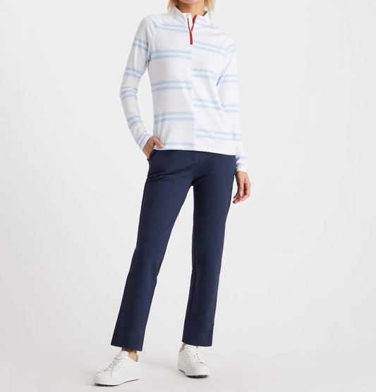 OFFSET STRIPE TECH JERSEY QUARTER ZIP PULLOVER