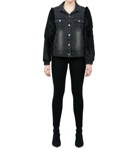 Murray Genuine Real Rabbit Fur Sleeve Denim Coat