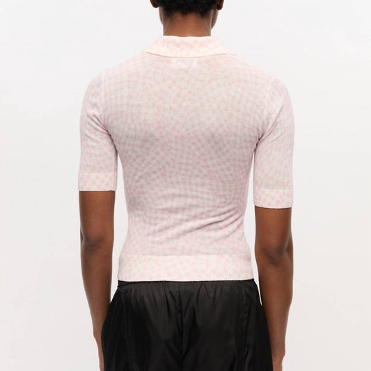 Ganni - Women's Sheer Printed Polo Top