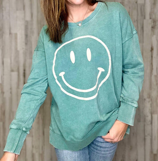 Easel - Paige Mineral Wash Smiley Top - Plus