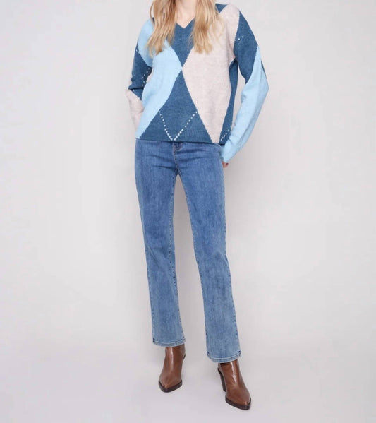 Charlie B - V-Neck argyle sweater