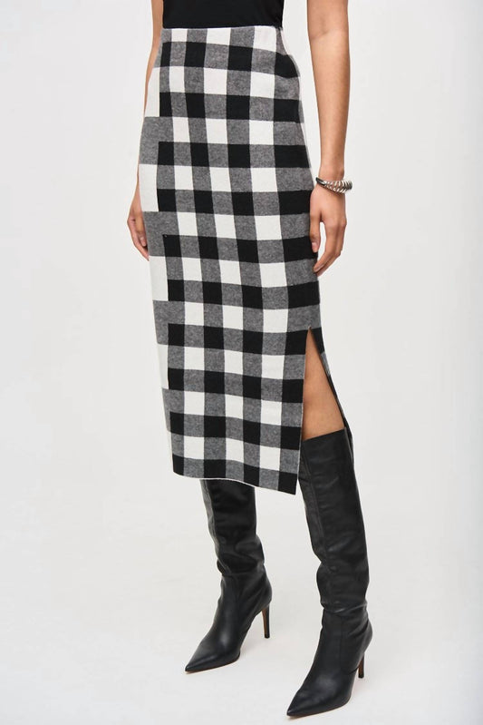 Joseph Ribkoff - Plaid Jacquard Knit Skirt