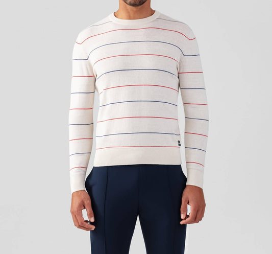 Ron Dorff - RON DORFF COTTON-SILK CASHMERE SWEATER W. TENNIS STRIPES - 2 COLORS