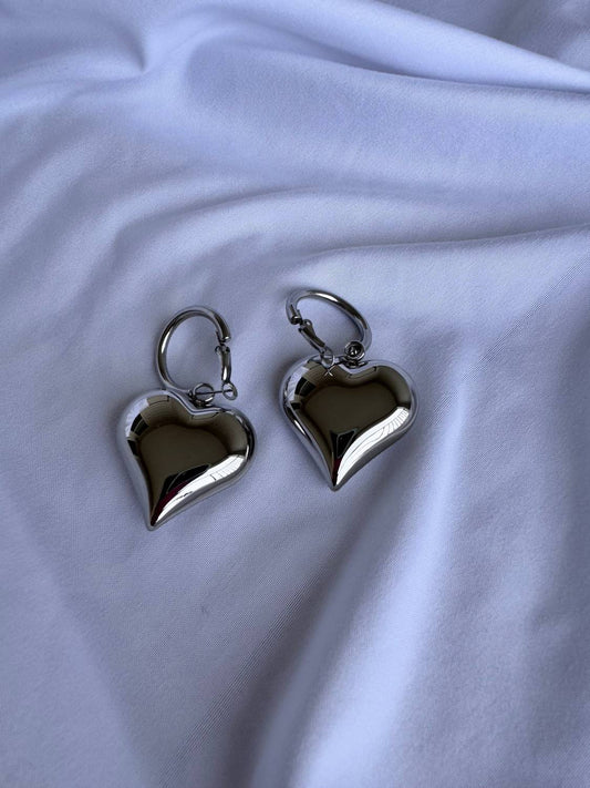 Chansuttpearls - Women's Oversized Bubble Heart Earrings