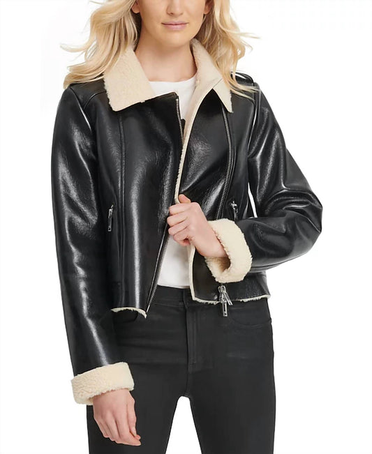 Dkny - Faux Shearling Motorcycle Jacket