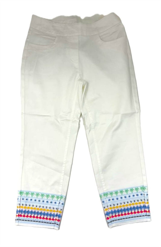 Lulu-B - Tropical Embroidered Hemline Capri Pant