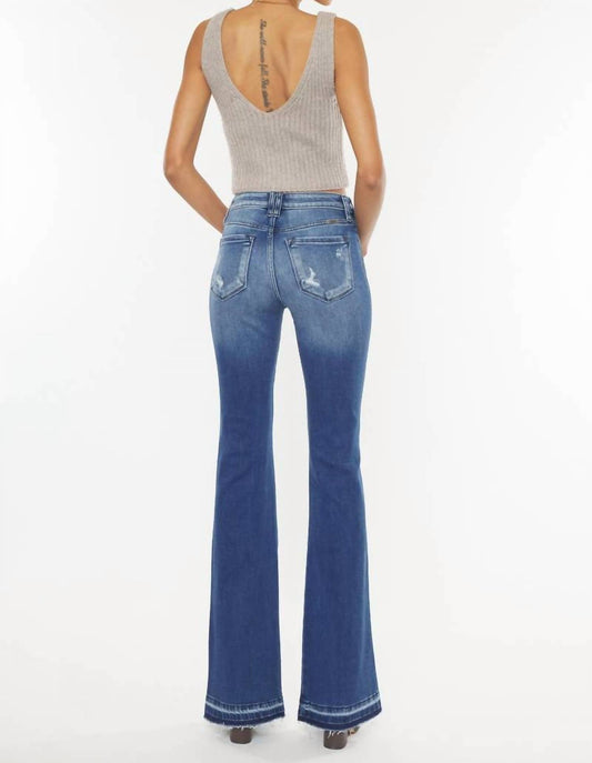 Kancan - High Rise Distressed Flare Jeans