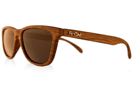 Far Out Sunglasses - Wood Grain Polarized Premiums Black Lens