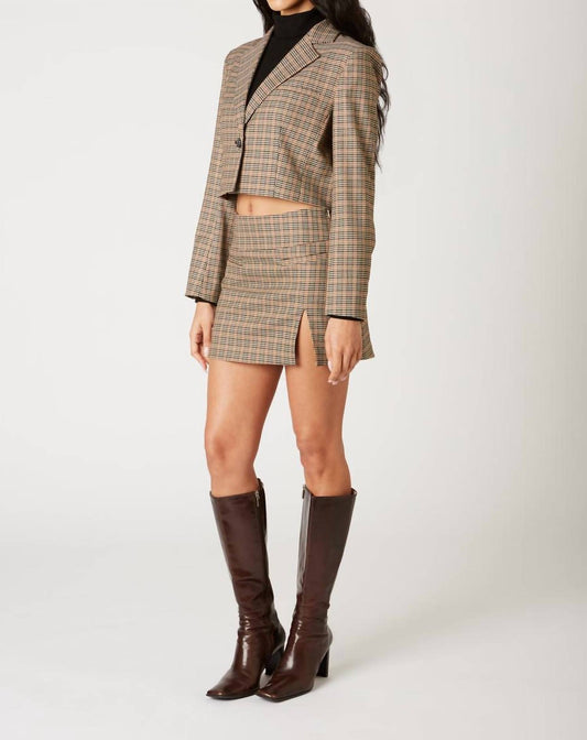 Nia - Cropped Plaid Blazer