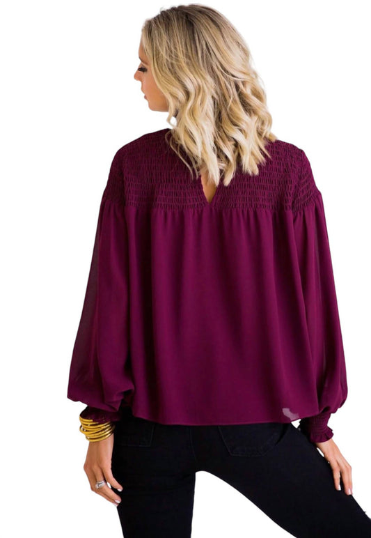 Karlie - CHIFFON SMOCK NECK TOP