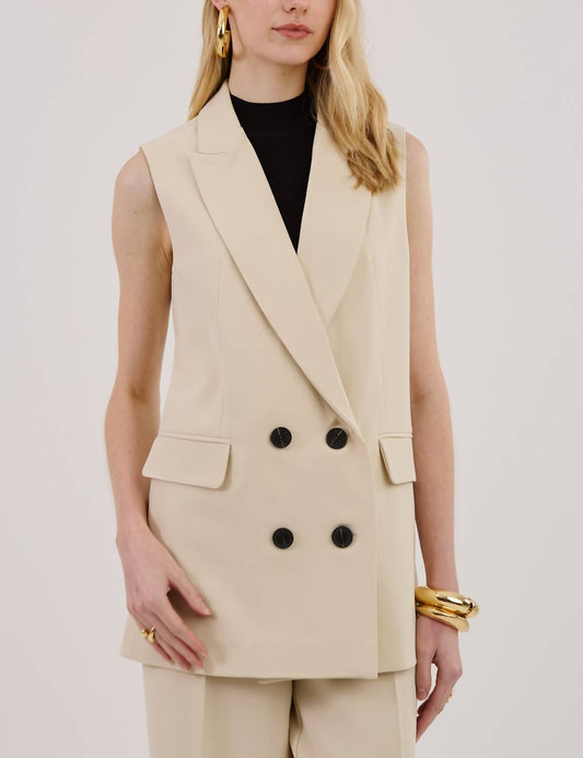 Unique Chic - Eunice Sage Tailored Long Vest