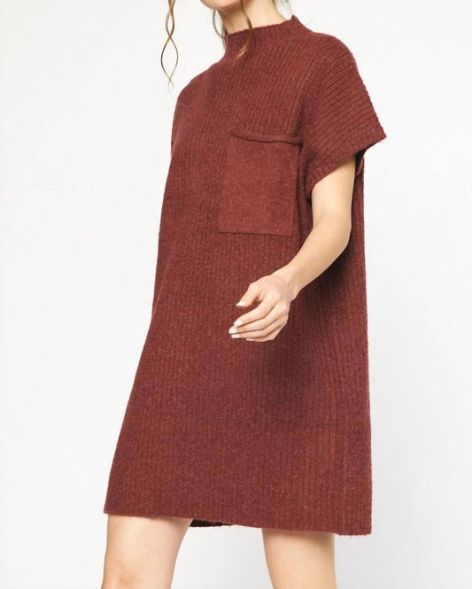 Entro - Mock Neck Sweater Knit Dress