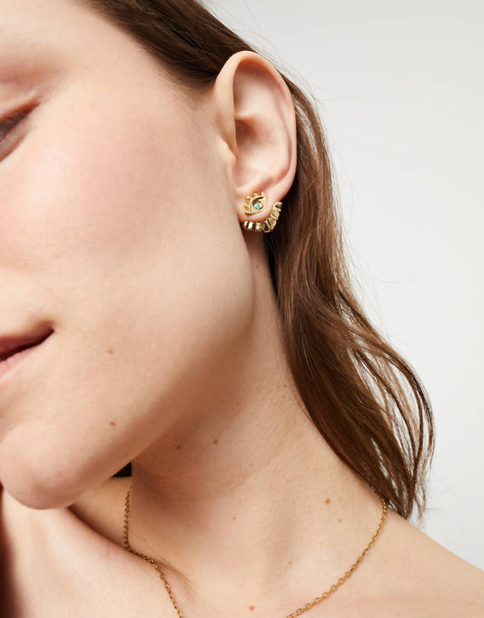 Unode50 - Women's Eye Shaped Earrings With Verde Crystal