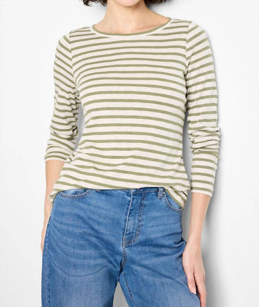 Nic + Zoe - Long Sleeve Stripe Boat Neck Tee