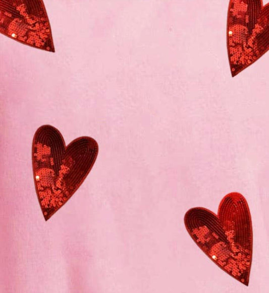 Katydid - Sequined Hearts Chenille Patch Sweatshirt -plus