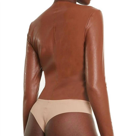 Commando - Faux Leather Longsleeve Crew Bodysuit