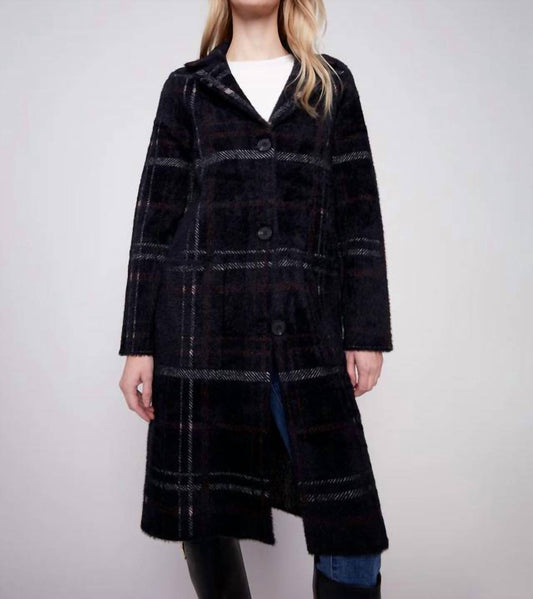 Charlie B - Long Plaid Knit Coatigan