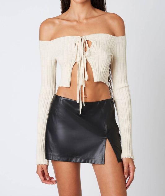 Cotton Candy La - TIE FRONT RIB SWEATER