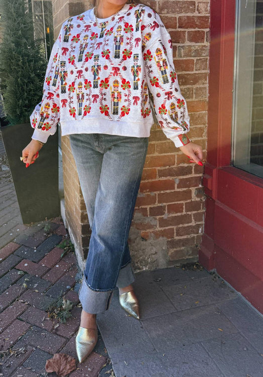 Queen Of Sparkles - Nutcracker And Candy Cane Sweatshirt