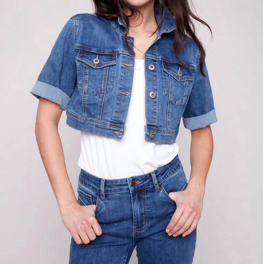 Charlie B - Cropped Jean Jacket With Short Sleeve
