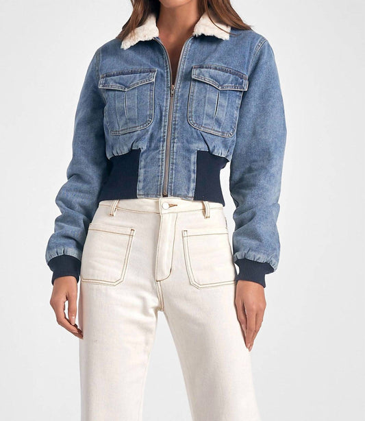 Elan - DENIM JACKET FUR COLLAR