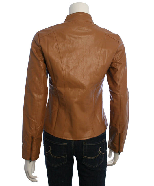 Hyfve - Women's Pleather Zip Up Biker Jacket