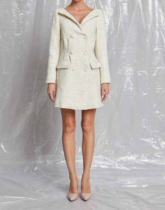 Lena - Double Button Up Tweed Dress