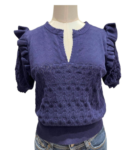 &Isla - KIZZY SHORT SLEEVE VEE SWEATER - Snagged & Bagged