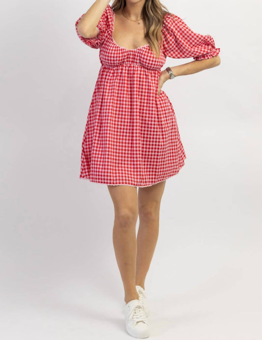 STRAWBERRY FIELDS GINGHAM MINI DRESS