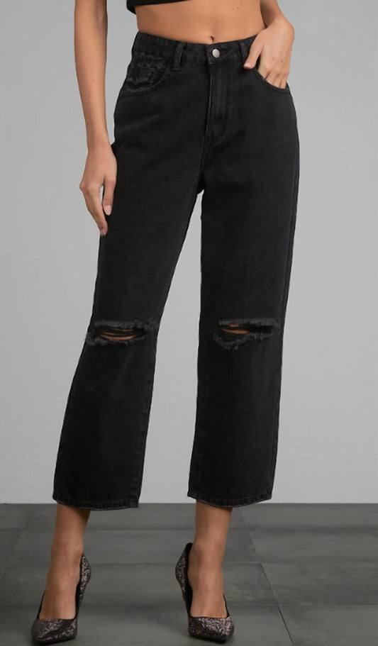 Elan - FRAY HEM DISTRESSED CROP JEANS