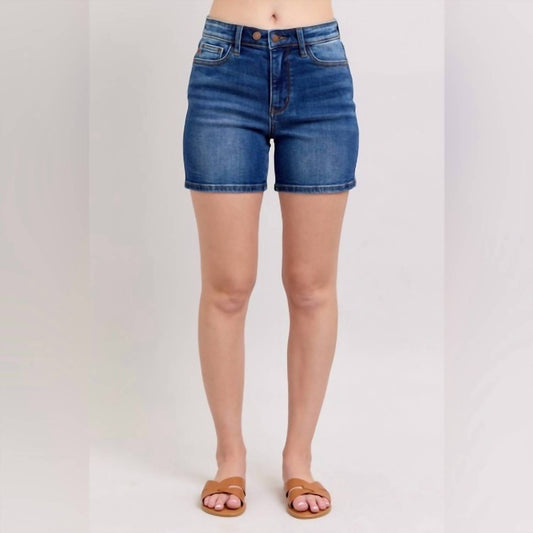 Judy Blue - Penny 2 Button Mid Length Dad Denim Short