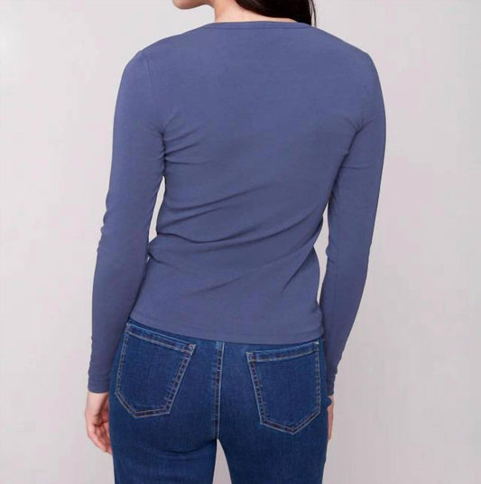 Charlie B - Long Sleeve Crew Neck Interlock Knit Top