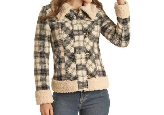 Powder River - Plaid & Berber Wool Blend Coat