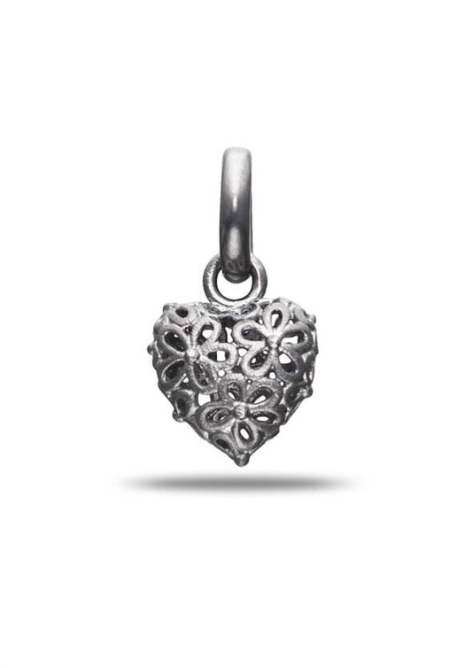 Story Jewellery - Women's Flower Pattern Heart Dangle Charm