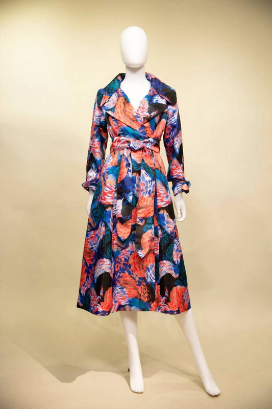 Samuel Dong - Women's Printed Duppioni A-line Trench Coat/dress