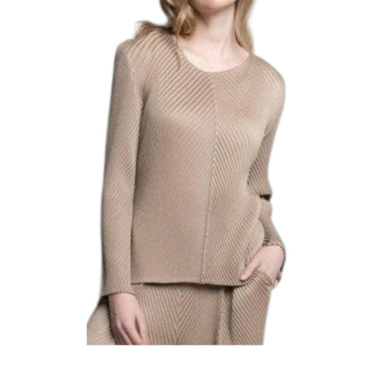 Picadilly - Crew Neck Chevron Pleated Top