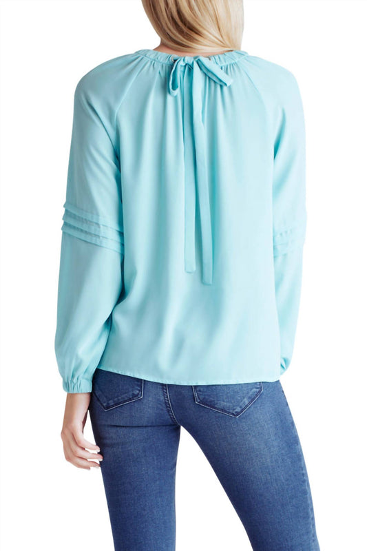 Kensie - Georgette Back Neck Tie Long Sleeve Top