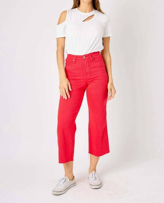 Judy Blue - Tummy Control Crop Wide Leg Jeans