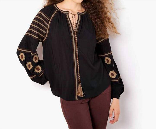 Apricot - Aztec Embroidered Blouse